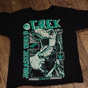 Jurassic World Kids Graphic Tee - Black with Teal & White Print